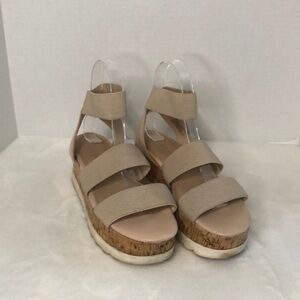 MADDEN GIRL Bandi Elastic Cork Wedge Platform Sandal‎ Beige Women's Size 7M